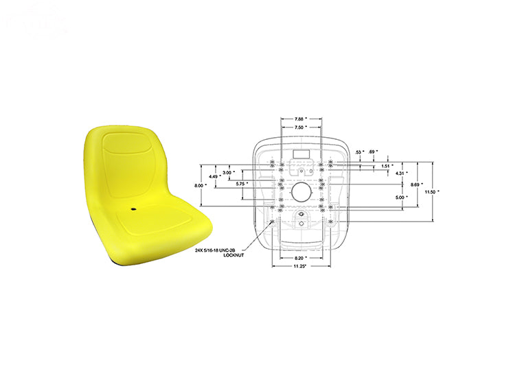 Rotary # 13346 HIGH BACK SEAT 18" YELLOW