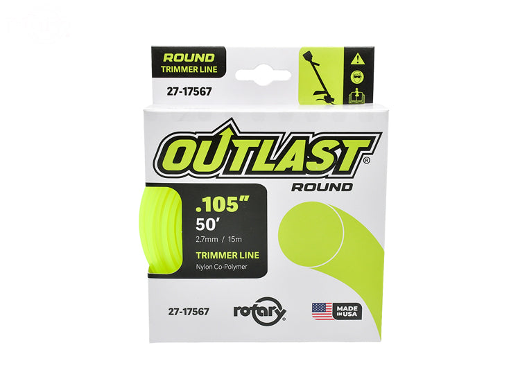 ROTARY # 17567 TRIMMER LINE .105 X 50' OUTLAST ROUND YELLOW