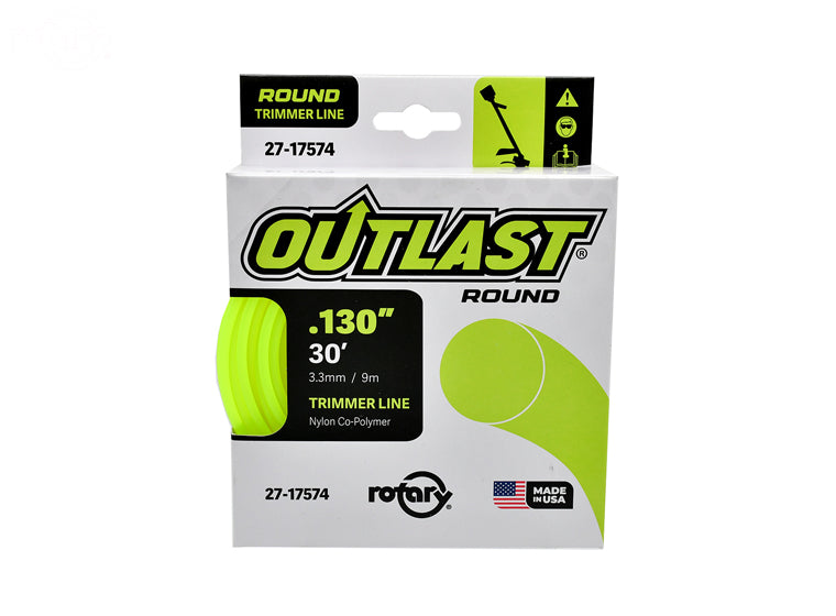 ROTARY # 17574 TRIMMER LINE .130 X 30' OUTLAST ROUND YELLOW