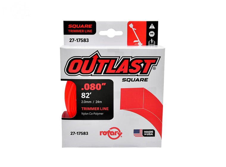 ROTARY # 17583 TRIMMER LINE .080 X 82' OUTLAST SQUARE RED