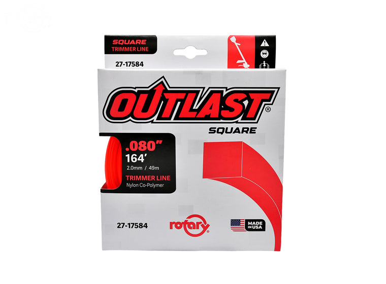 ROTARY # 17584 TRIMMER LINE .080 X 164' OUTLAST SQUARE RED