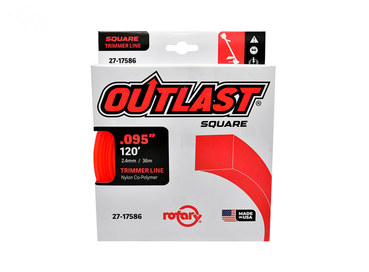 ROTARY # 17586 TRIMMER LINE .095 X 120' OUTLAST SQUARE RED
