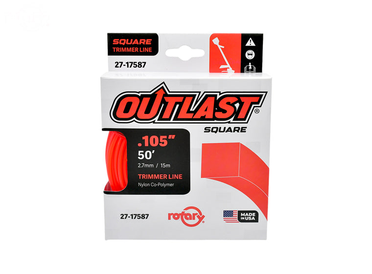 ROTARY # 17587 TRIMMER LINE .105 X 50' OUTLAST SQUARE RED