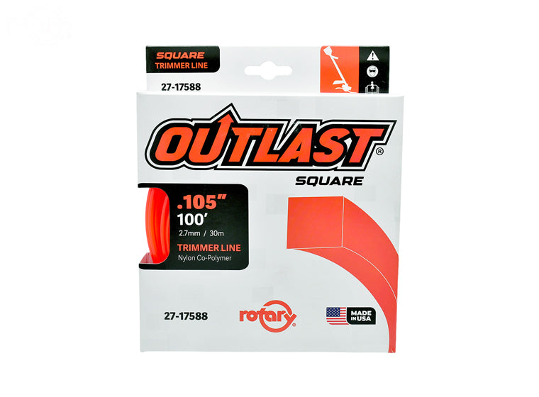 ROTARY # 17588 TRIMMER LINE .105 X 100' OUTLAST SQUARE RED