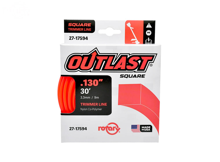 ROTARY # 17594 TRIMMER LINE .130 X 30' OUTLAST SQUARE RED