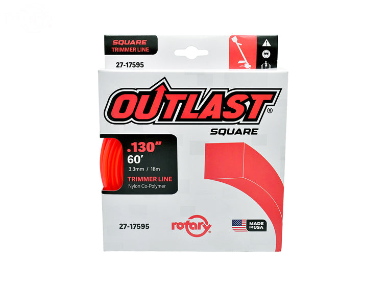 ROTARY # 17595 TRIMMER LINE .130 X 60' OUTLAST SQUARE RED