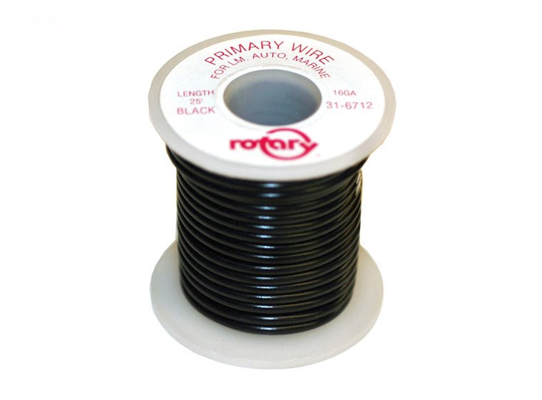 Rotary # 6712 PRIMARY WIRE BLACK 16 AWG 25'